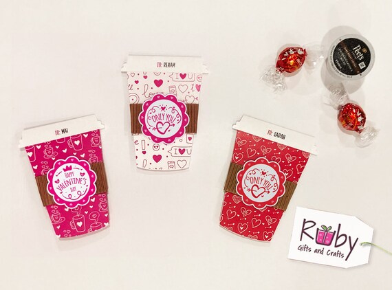 Personalized Valentine Coffee cup gift card holder, Valentine teacher Gift, Coworker Valentine Gift, Friends and Family Valentine gift.