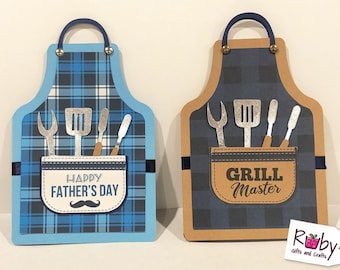 Father's day apron gift card holder, Fathers day card, masculine card, husband birthday card, Fathers day gift, HappyFather's day card.
