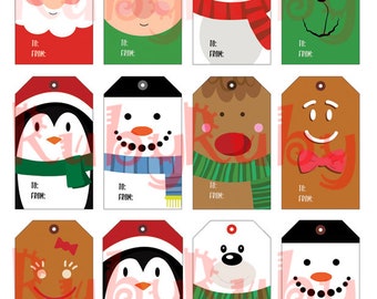 Instant download, Christmas characters tags