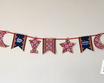 Ramadan Banner with Egyptian tent pattern, 9 units, Total length: 66"
