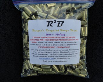 RELOADER'S SPECIAL - 9mm Luger - 4000 count - Recycled Range Brass - Sorted and Tumbled (Polished)