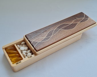 Large Wooden 7 Day pill box, Pill case, Pill organizer, Handmade Pill box, Gift for her, Gift for him