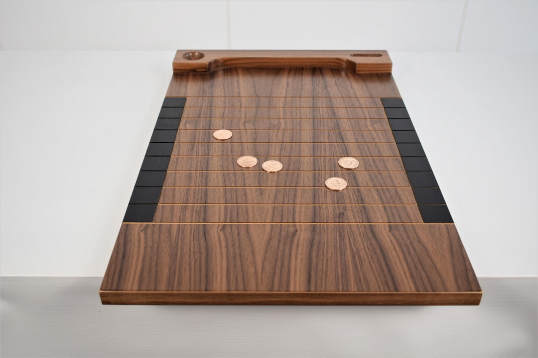 Shove Ha'penny Board With Halfpenny Coins and Chalk - American Black ...
