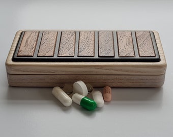 Wooden 7 Day pill box, Pill case, Pill organizer, Handmade Pill box, Gift for her, Gift for him