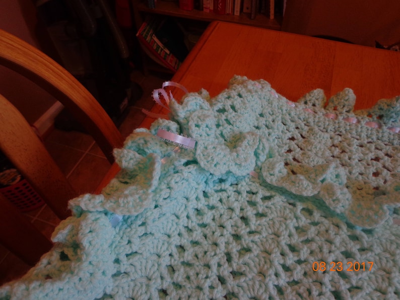 Pale Green and white baby afghan