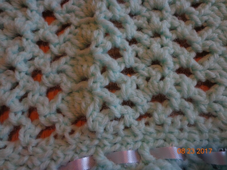 Pale Green and white baby afghan