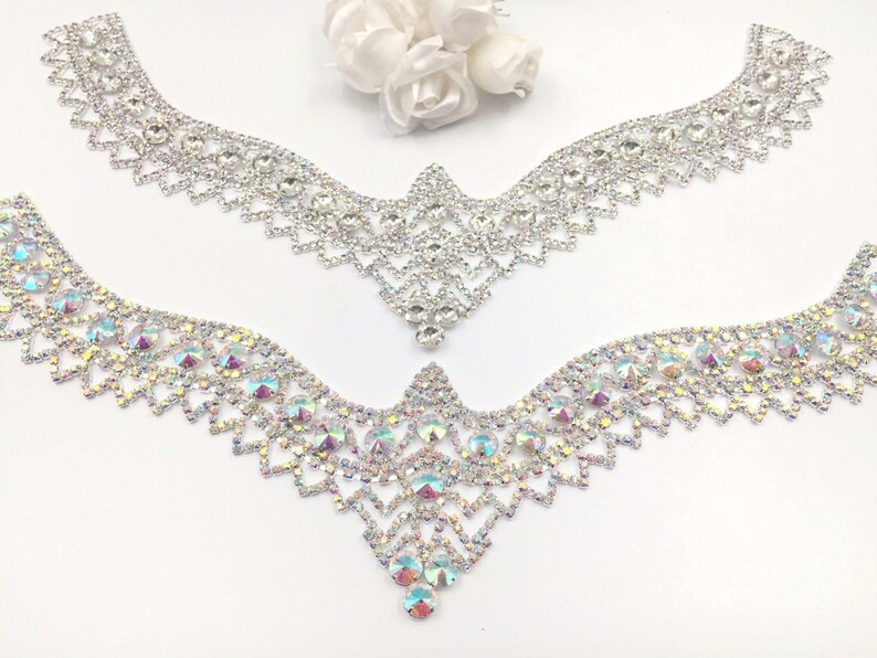 Stunning Sewon Diamante Rhinestone Neckline Patch for Bridal Etsy
