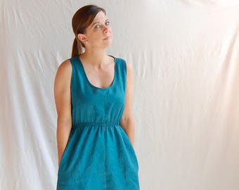 Linen Dress Handmade Elastic Waist