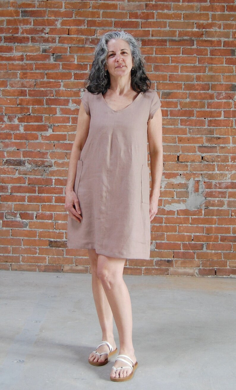 Cap Sleeve Linen Shift Dress // Handmade Linen Dress Etsy