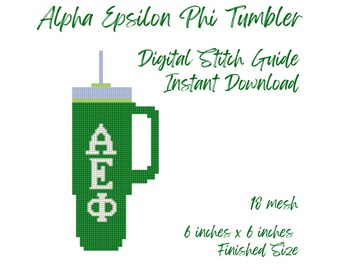 Patrón de bordado Alpha Epsilon Phi / Regalo para la hermandad AEPhi / Vaso Stanley (descarga digital en PDF)