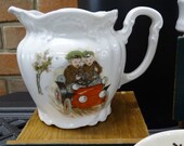 Antique Three Crowns Germany Creamer, Vintage German Creamer with Baby Bunting Images, Vintage Decorative Vase, Vintage Decorative Pitcher