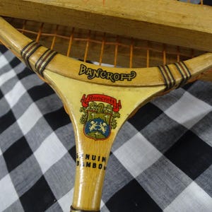 Vintage Bancroft Bamboo Badminton Racquet with Press: Leather Grip
