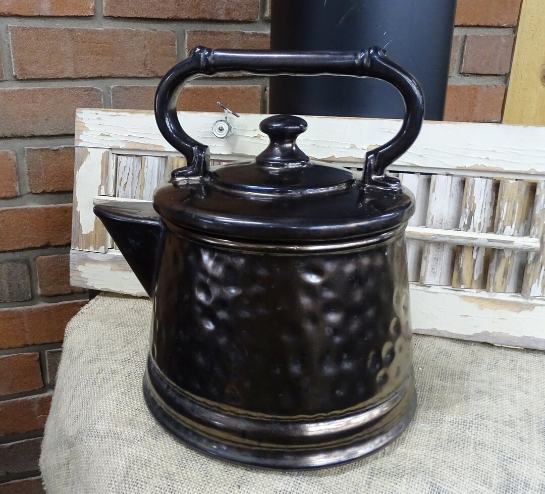Vintage Mc Coy Ceramic Bronze Tea Pot Cookie Jar, Retro Mccoy Tea Pot