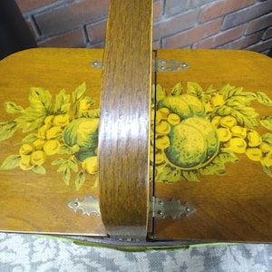 Koszyk do szycia Vintage Vintage Wood Decoupage, torebka, pudełko do przechowywania narzędzi do szycia, ręcznie robiony koszyk do szycia Decoupage, przechowywanie rzemiosła, kosz piknikowy