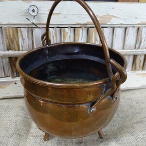Halloween Decorating, Vintage Copper "Witches Cauldron" Copper Planter