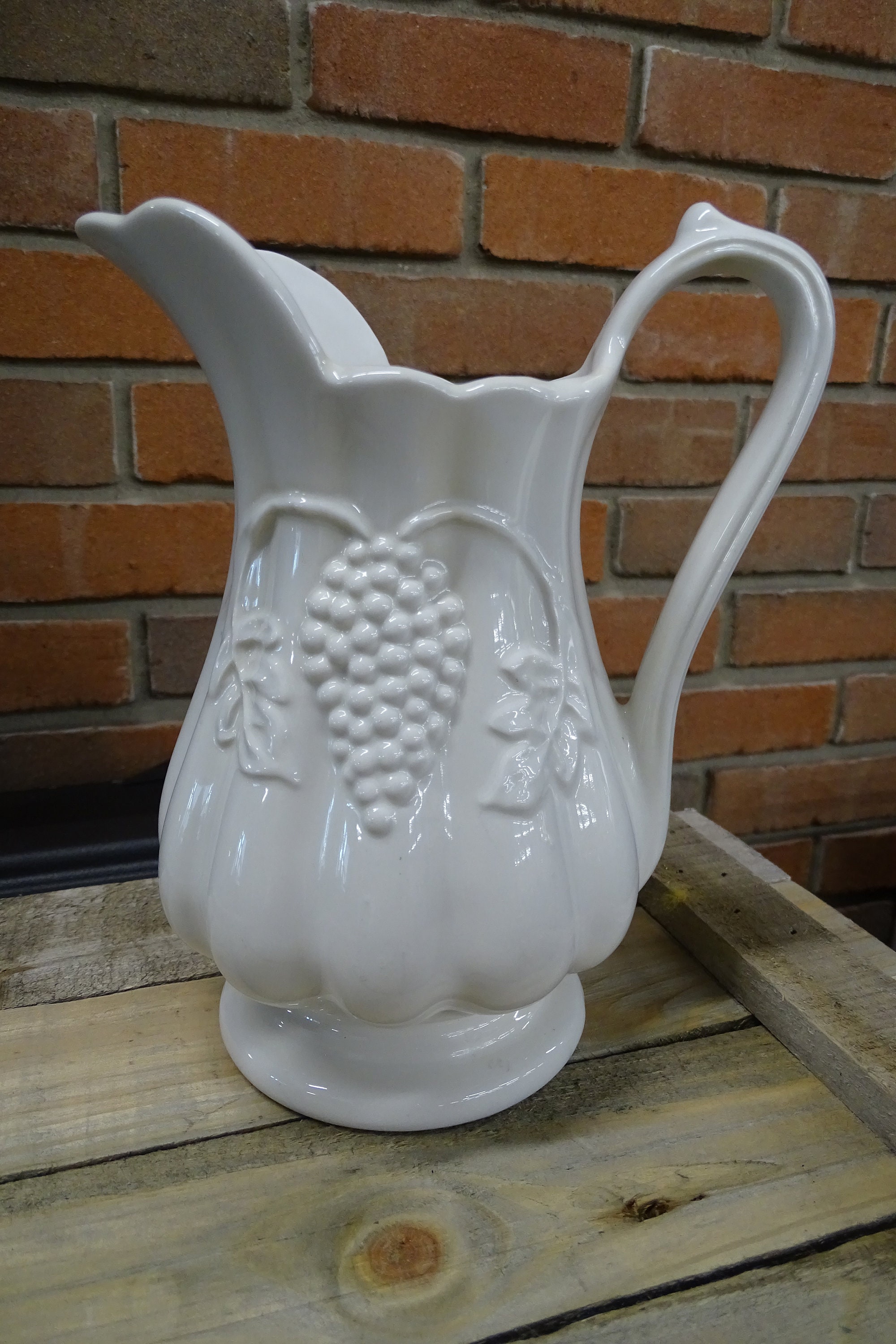 Vintage Red Cliff Ironstone Pitcher in Grape Pattern Red Etsy