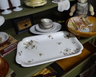 Antik Haviland Limoges serveringsfat – Mönster med vildblomskvistar – Franskt porslinsfat