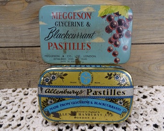 Vintage Allenburys & Meggeson Pastilles Tins: Retro Pharmaceutical Decor (Set of Two)
