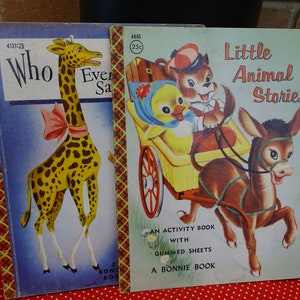 Vintage 1950s Children's Bonnie Book Set; Little Animal Stories