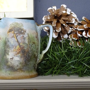 Antique Royal Bayreuth Tapestry Creamer: Hand Painted Stag, Bavarian Porcelain