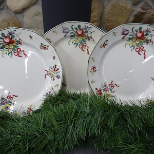 Antique Royal Doulton Dinner Plates - Old Leeds Sprays Pattern - Set of 3