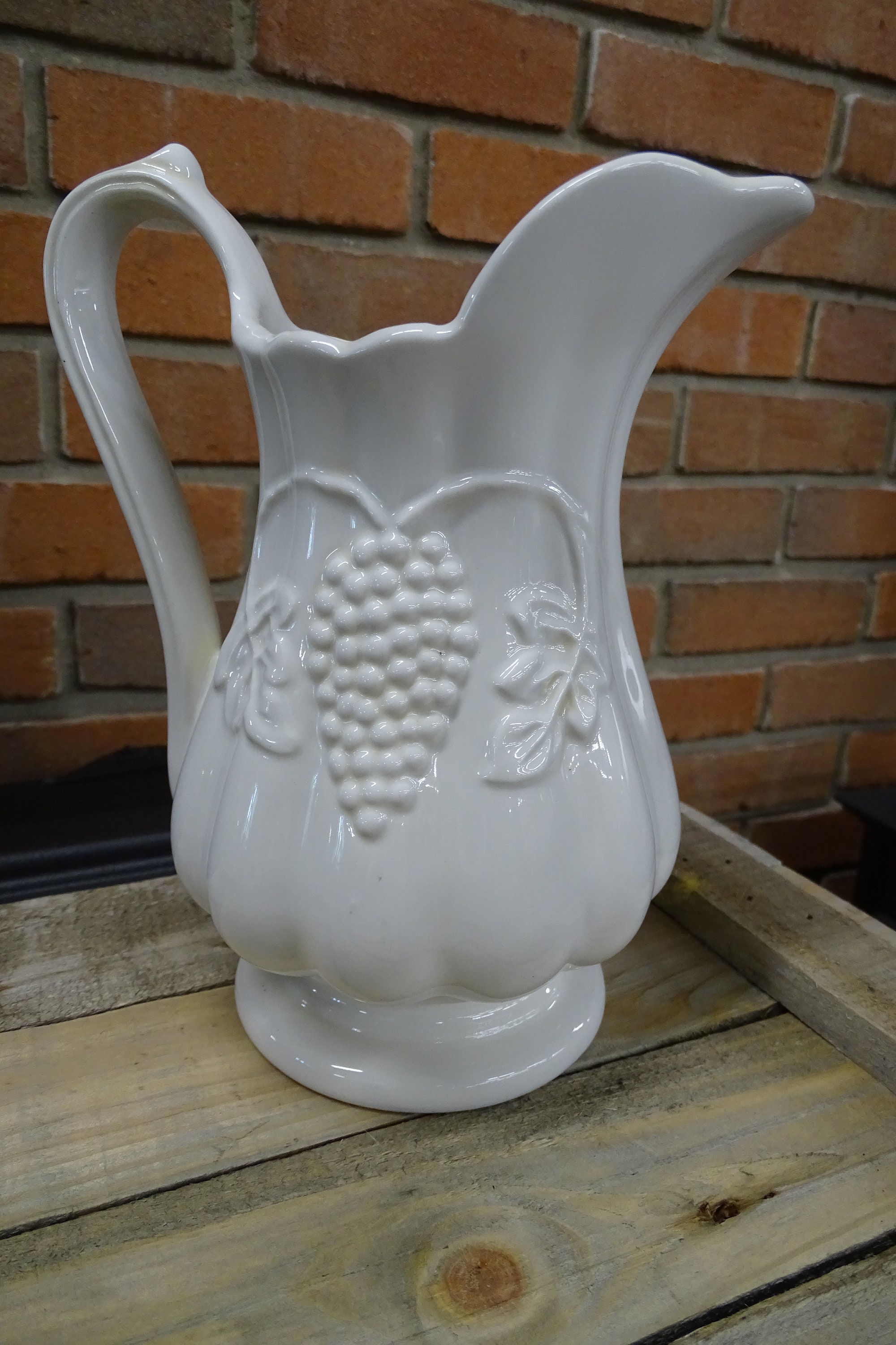 Vintage Red Cliff Ironstone Pitcher in Grape Pattern Red Etsy