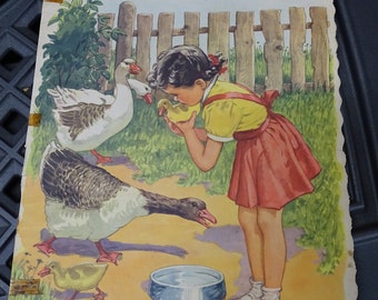 Antique Children&#39;s Book Illustrations: Farm Animals, 1930s Art