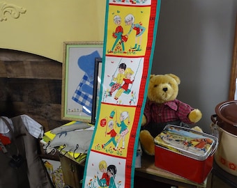 MCM Linen Hanging Growth Chart: Vintage Playroom Decor