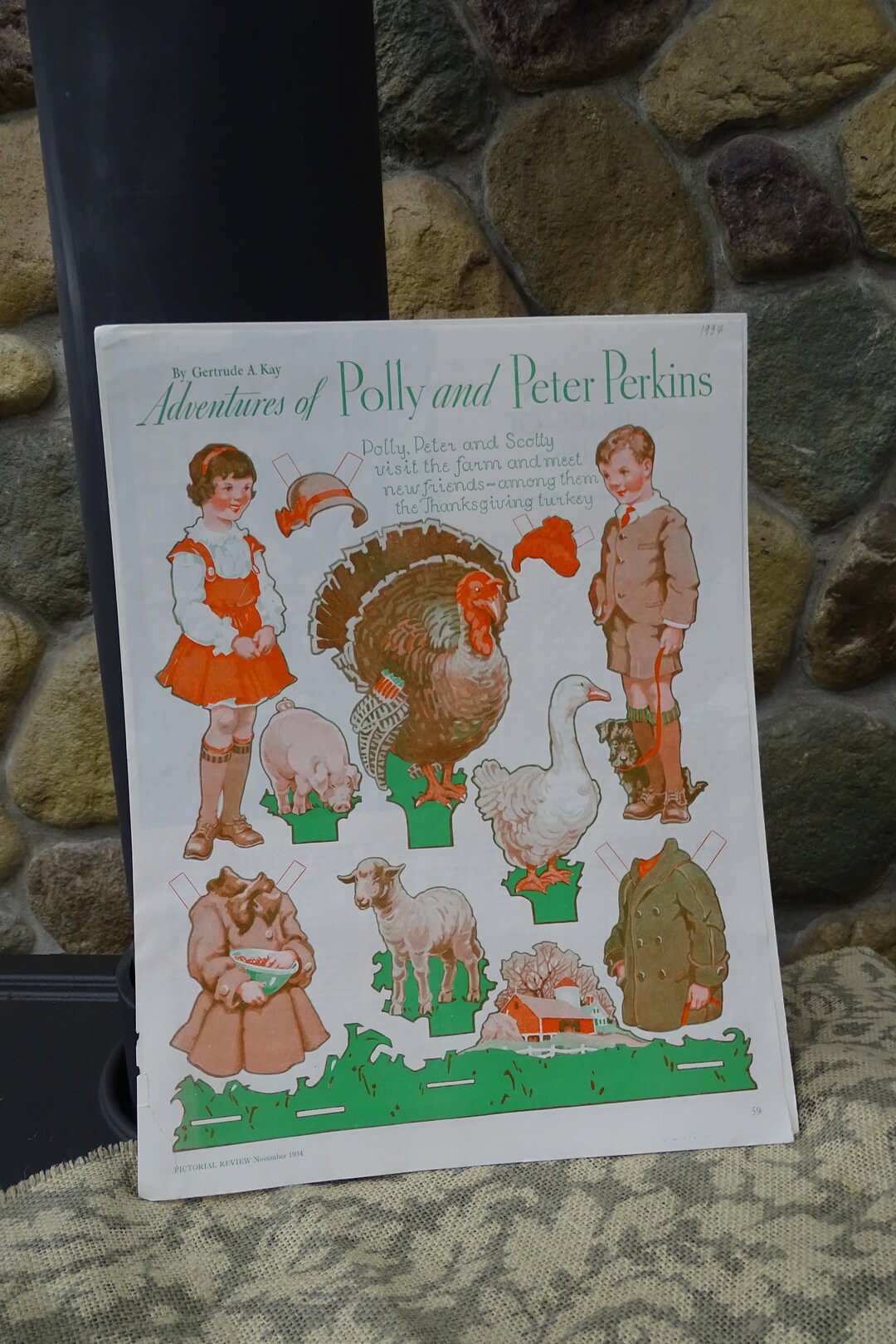 Perkins Paper 1934 Polly & Peter Perkins Paper Dolls, Thanksgiving Farm Theme - Etsy