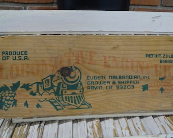 Vintage California Crate End: Locomotive & Grapes Graphic