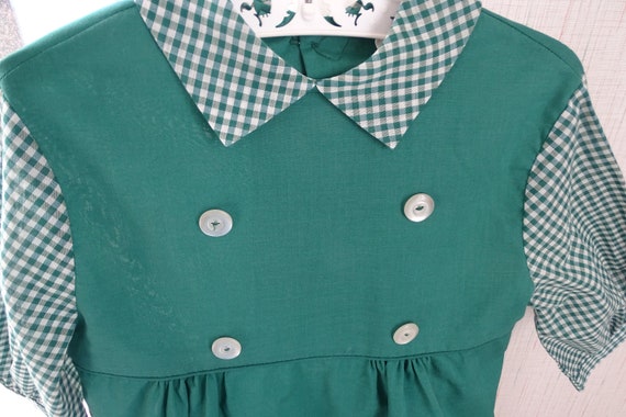 Vintage Green With Gingham Girl Dress, Vintage Ch… - image 2