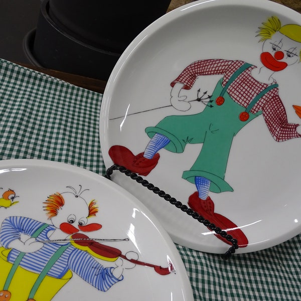 Vintage Colorful Spal Portugal Clown Plates, Vintage Brightly Colored Hand Painted Clown Plates, SPAL Portugal, Novelty Circus Dishes