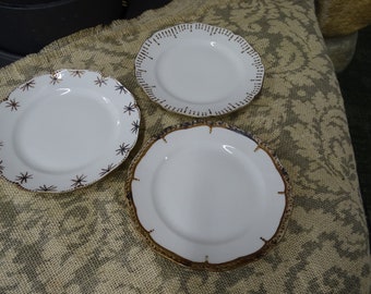 Antique Haviland & Co. Limoges Side Plates with Hand Painted Gold Design Edges, Antique Limoges Appetizer Plates with Gold Accents