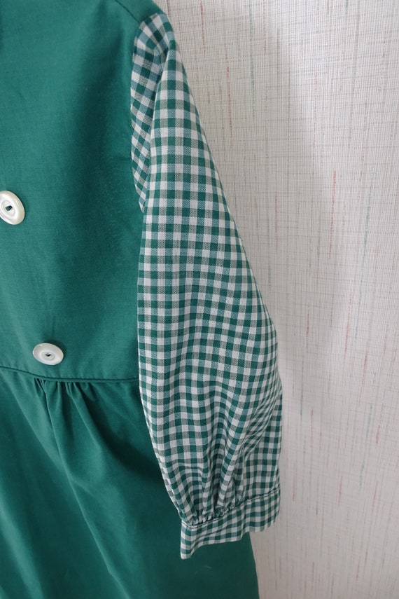 Vintage Green With Gingham Girl Dress, Vintage Ch… - image 5