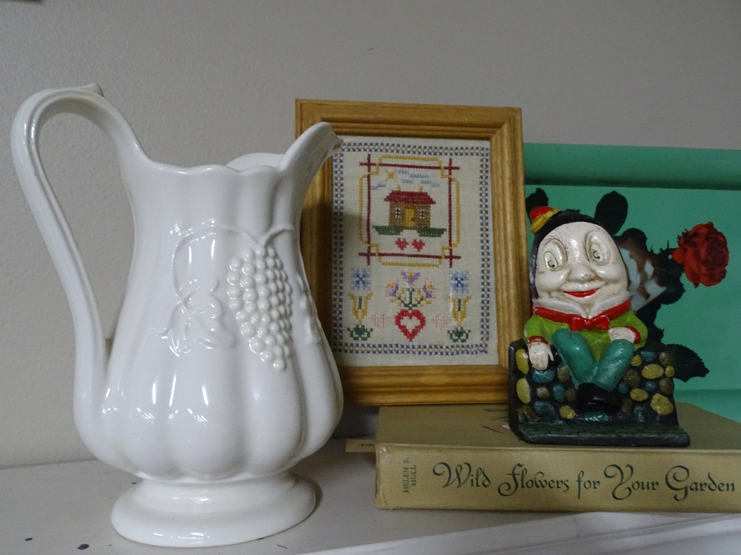 Vintage Red Cliff Ironstone Pitcher in Grape Pattern Red Etsy