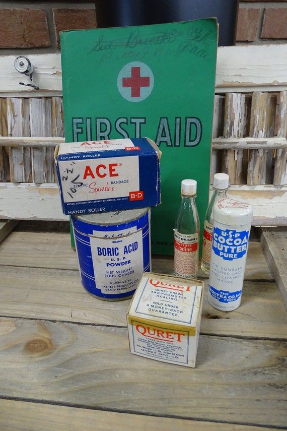 Vintage Red Cross First Aid Manual and Empty First