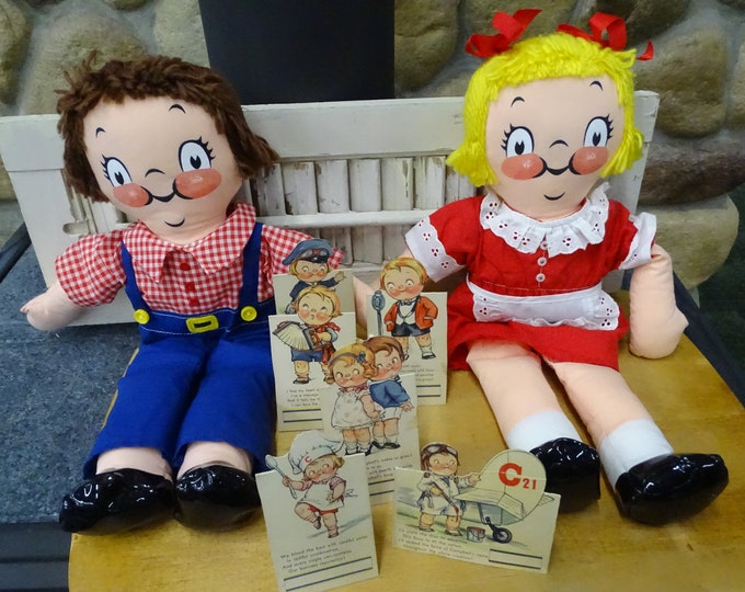 Vintage Campbell Kids Boy and Girl Doll Set & 1930s Bridge Cards ...
