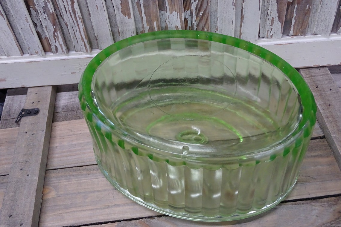 Vintage Hocking Glass Green Oval Refrigerator Storage Dish Etsy