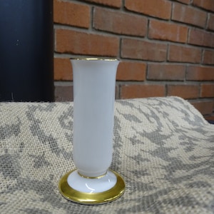 Vintage Rosenthal Germany Bud Vase: White Porcelain with Gold Trim, Art Deco