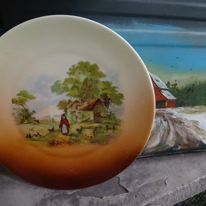 Antique Zeh Scherzer Bavaria Plate: Hand-Painted Pastoral Cottage Scene