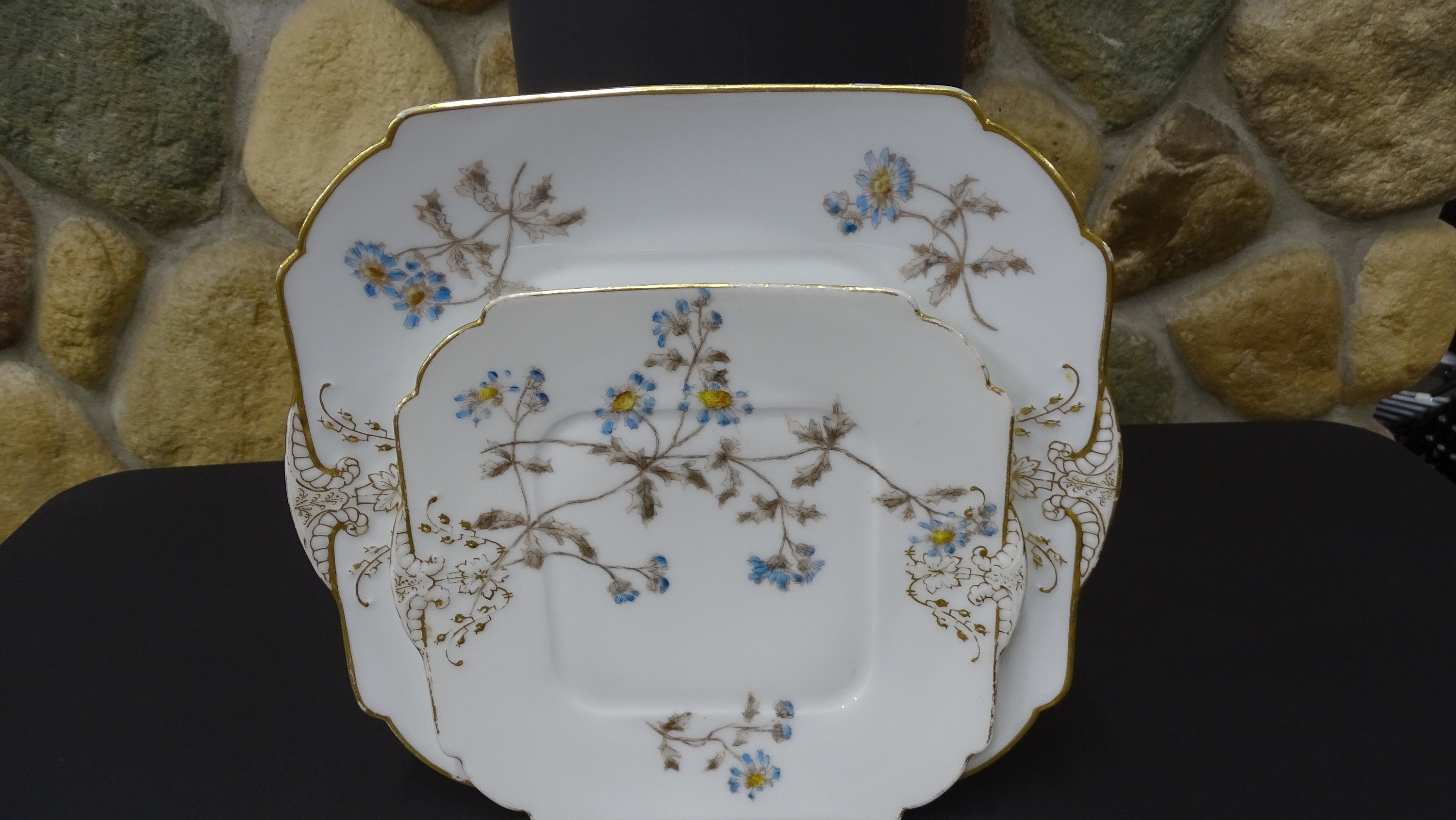 Vintage CH Field Haviland Limoges Blue Flower Design Serving Etsy