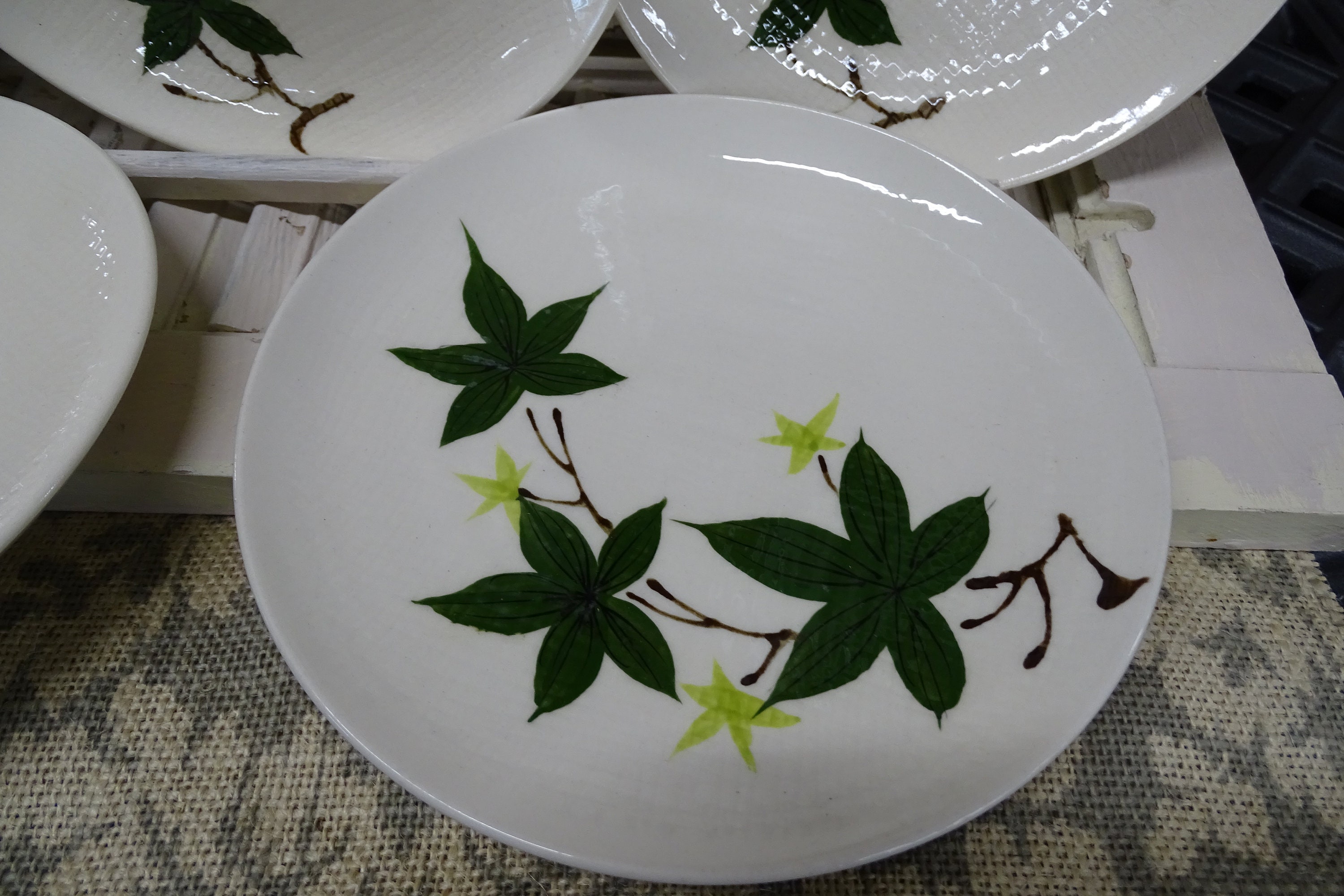 Kanedai Hand Painted Ivy Pattern Plates and Bowls Retro Etsy
