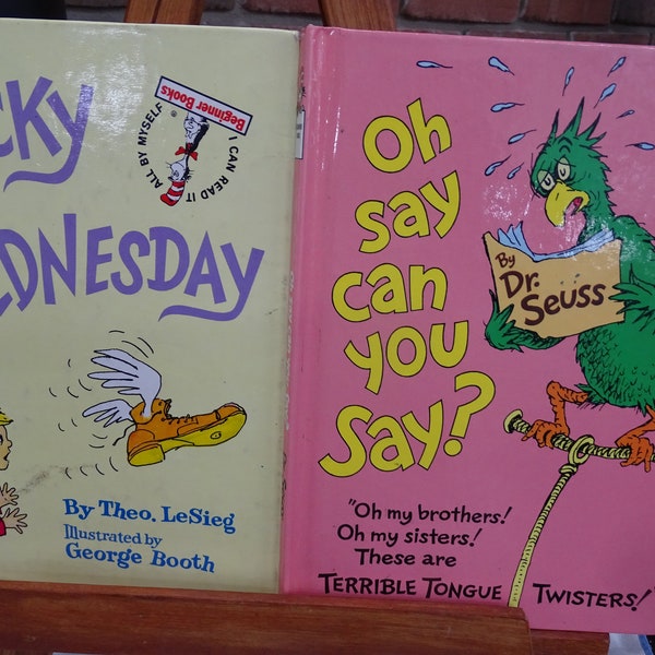 Vintage 1970s Children's Early Readers Silly Themed Books  - "oh say can you say" and "Wacky Wednesday", Dr. Sues Beginner Books