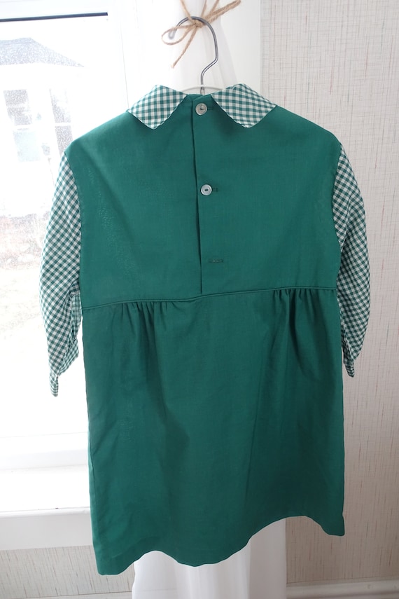 Vintage Green With Gingham Girl Dress, Vintage Ch… - image 6