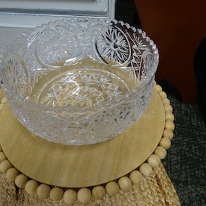 Antique Pressed Glass Footed Bowl: Floral Star Design