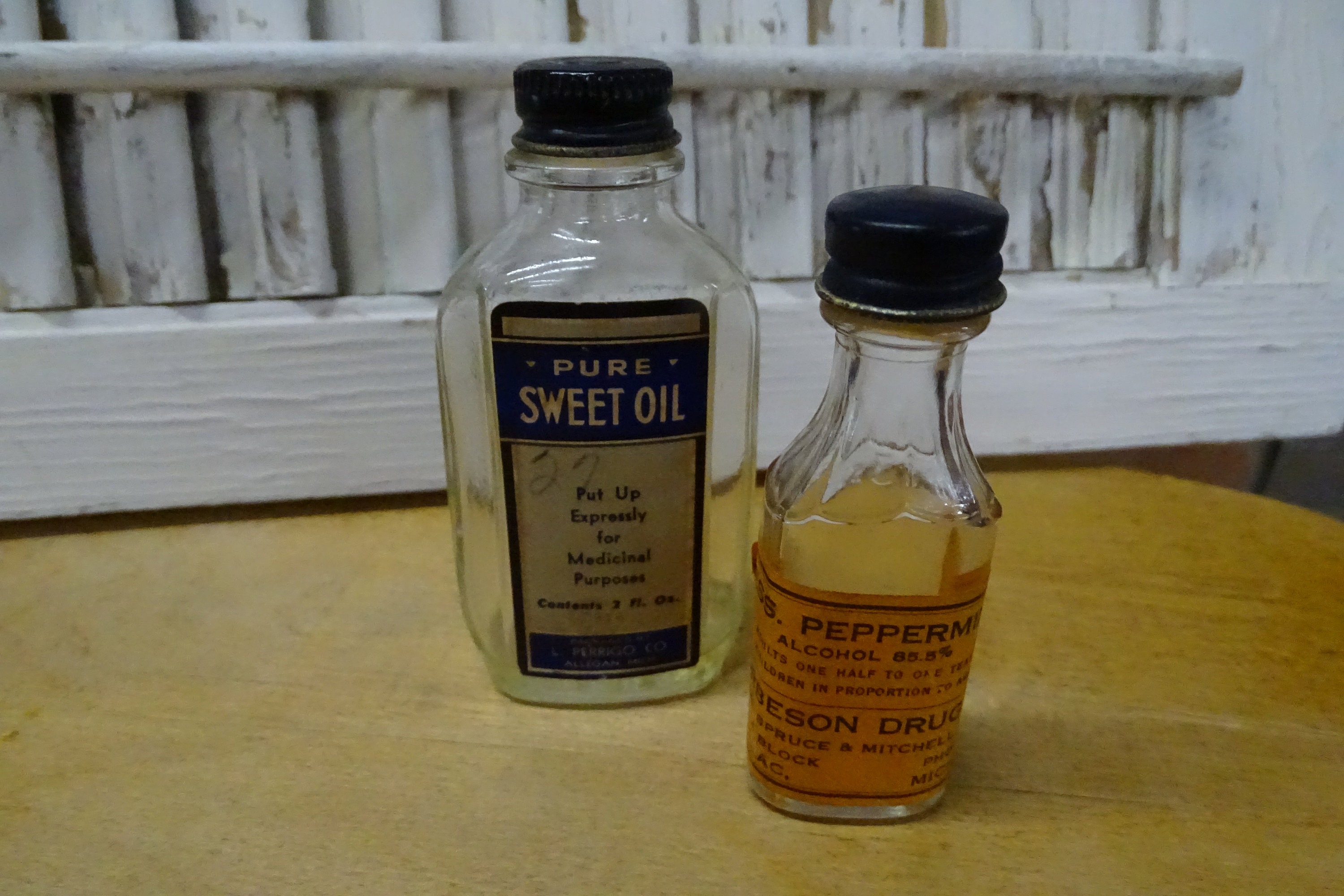Vintage Apothecary Bottles With Original Labels and Original pic