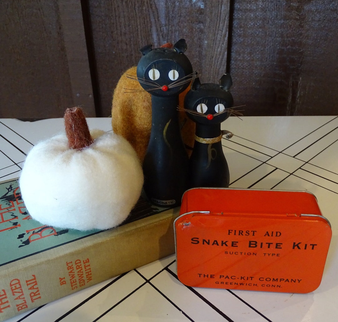 Halloween Decorating, Vintage Snake Bite First Aid Kit Suction Type