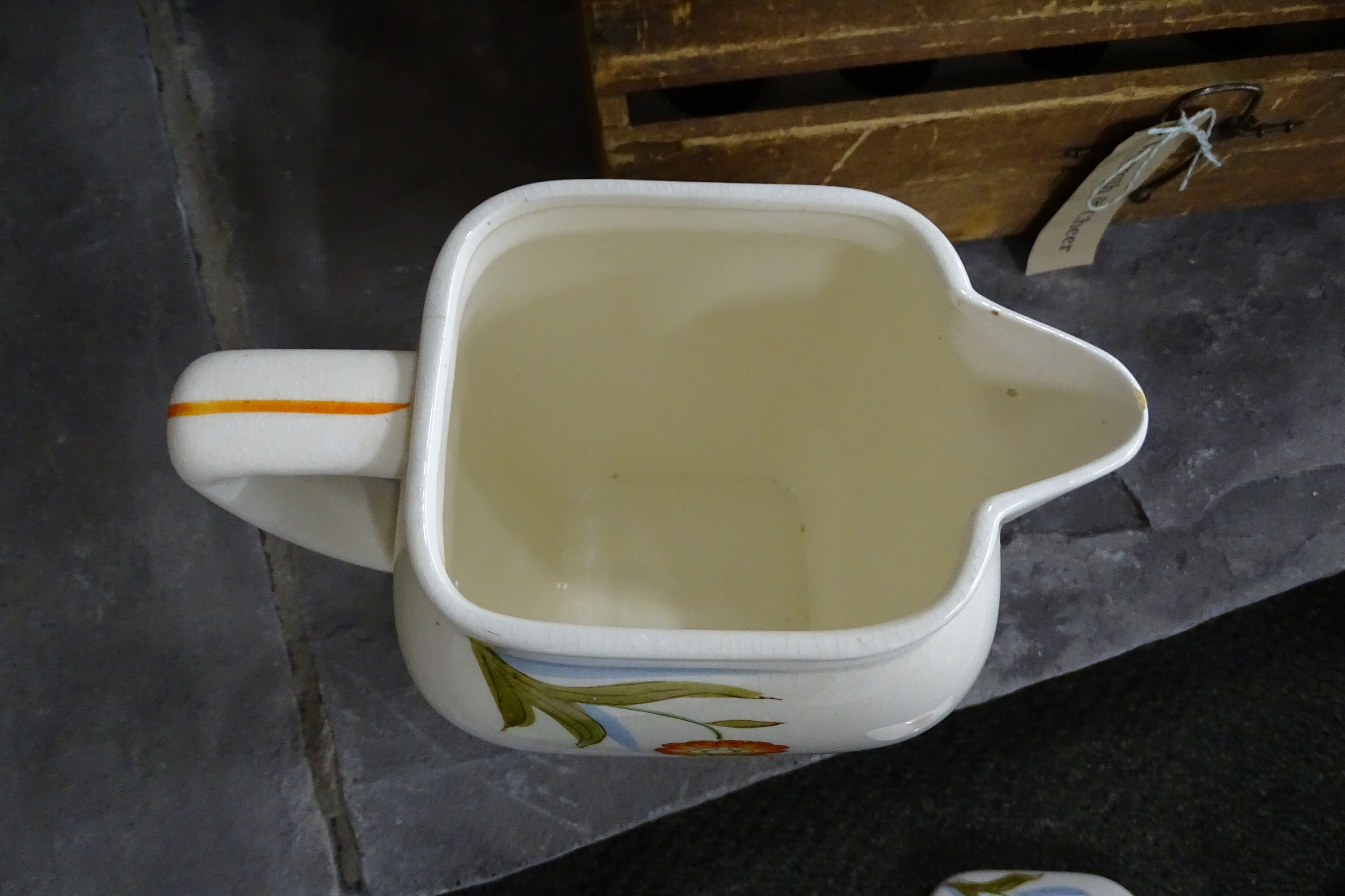 Hinode Japan Vintage Ceramic Hand Painted Flowered Pitcher with Lid