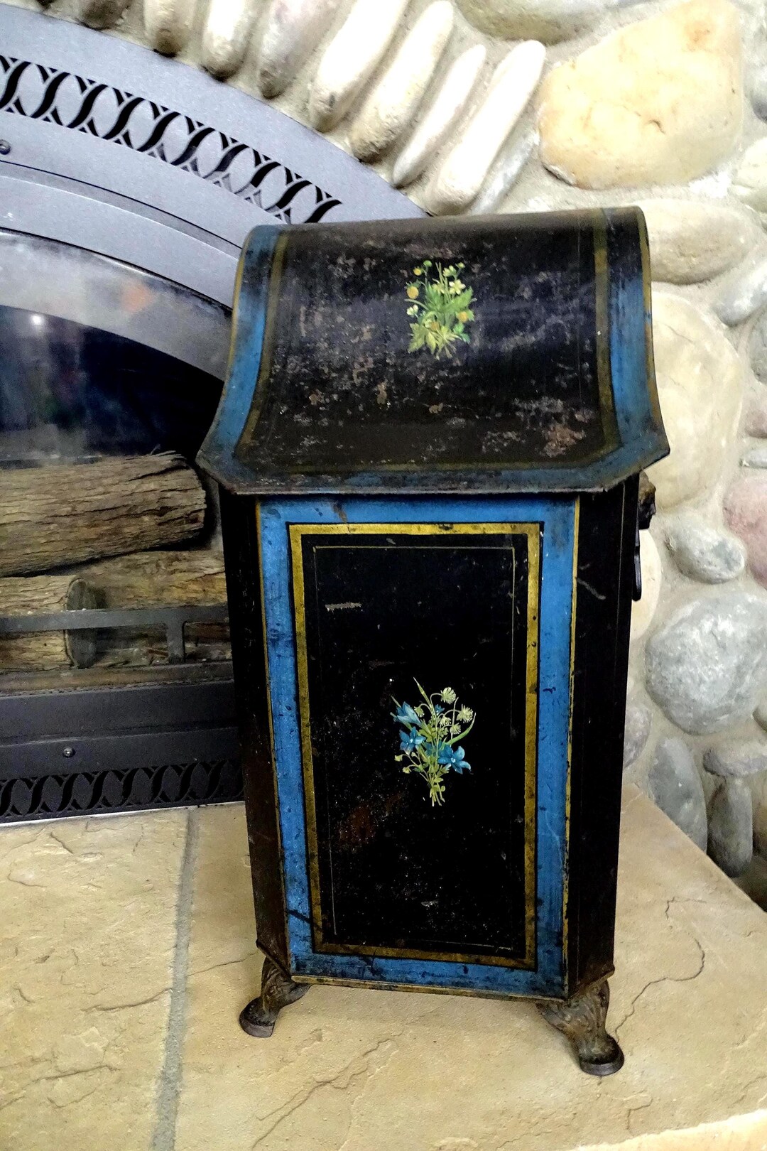 Rectangular Coal Hod Antique Victorian Painted Coal Hod: English Fireplace Purdonium - Etsy
