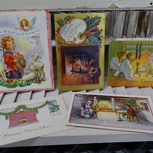 Antique Christmas Post Cards, Retro Christmas Cards, New Year Post Card, Christmas and New Year Card Ephemera, Assorted Years Christmas Card